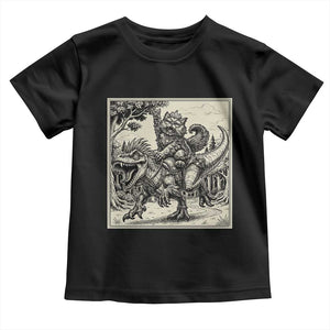 Cool Royal Cat Riding Dinosaur Toddler T Shirt Rock N Roll Engraving Graphic Art