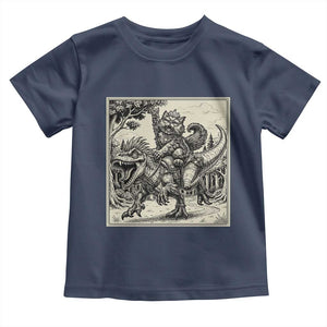 Cool Royal Cat Riding Dinosaur Toddler T Shirt Rock N Roll Engraving Graphic Art