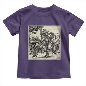 Cool Royal Cat Riding Dinosaur Toddler T Shirt Rock N Roll Engraving Graphic Art