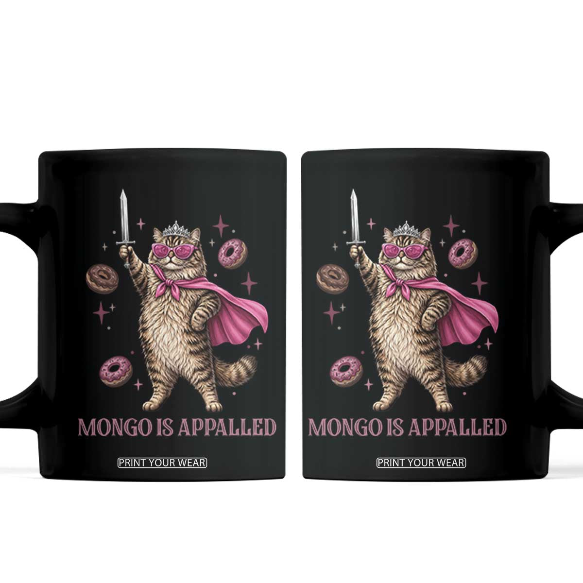Cute Warrior Princess Cat With Sword Coffee Mug Fantasy Reader Gift