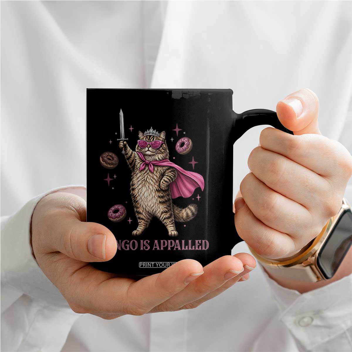 Cute Warrior Princess Cat With Sword Coffee Mug Fantasy Reader Gift