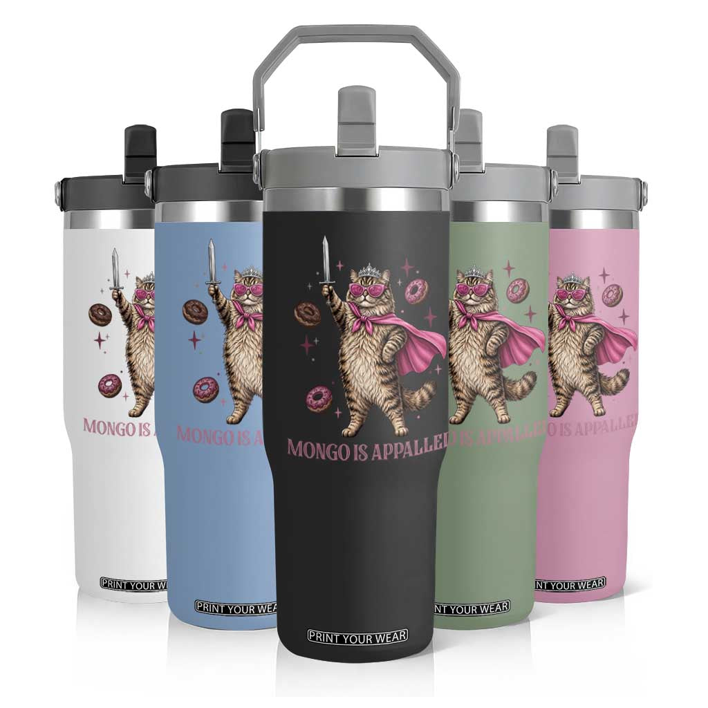 Cute Warrior Princess Cat With Sword Flip Straw Tumbler Fantasy Reader Gift