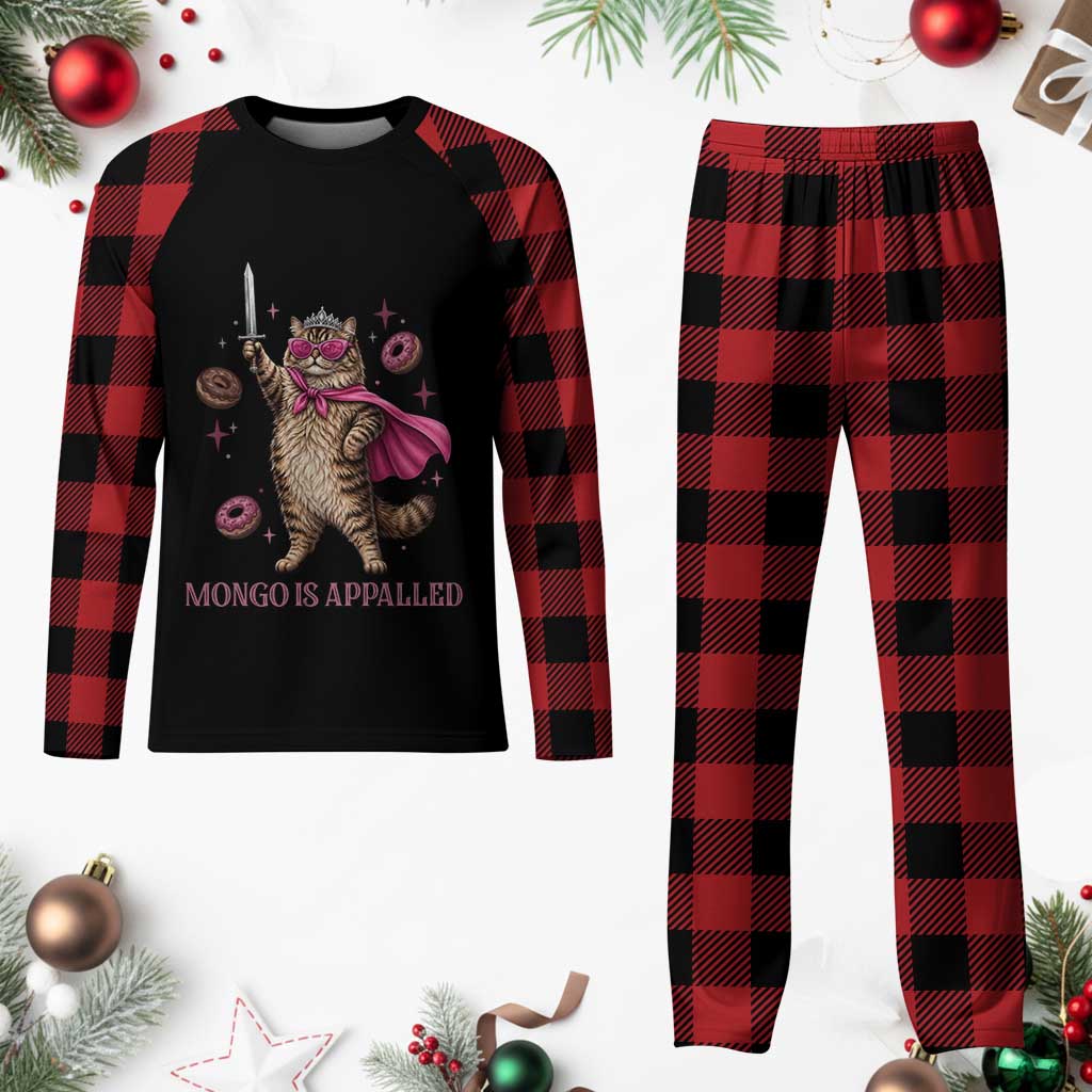 Cute Warrior Princess Cat With Sword Plaid Pajama Set Fantasy Reader Gift