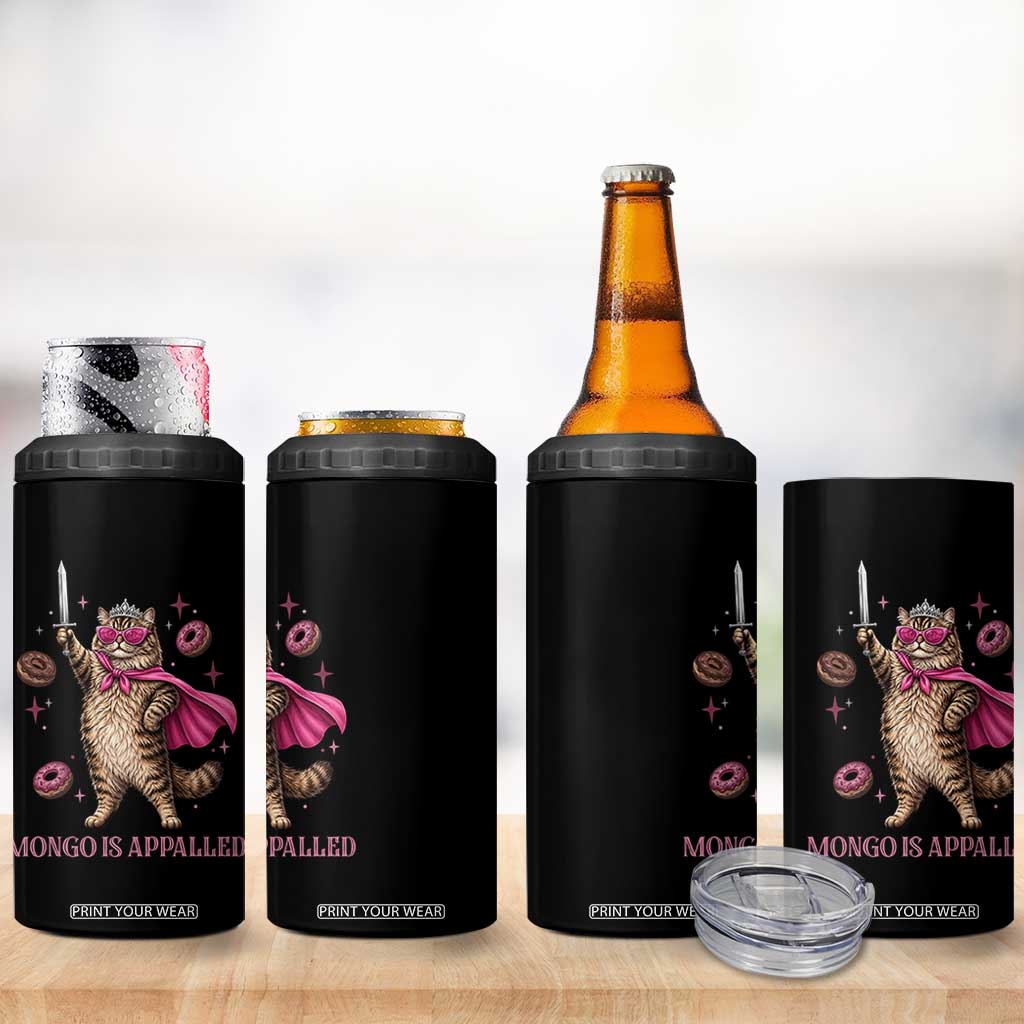Cute Warrior Princess Cat With Sword 4 in 1 Can Cooler Tumbler Fantasy Reader Gift