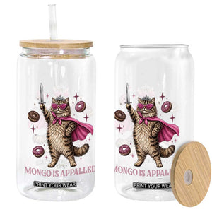 Cute Warrior Princess Cat With Sword Glass Can Fantasy Reader Gift