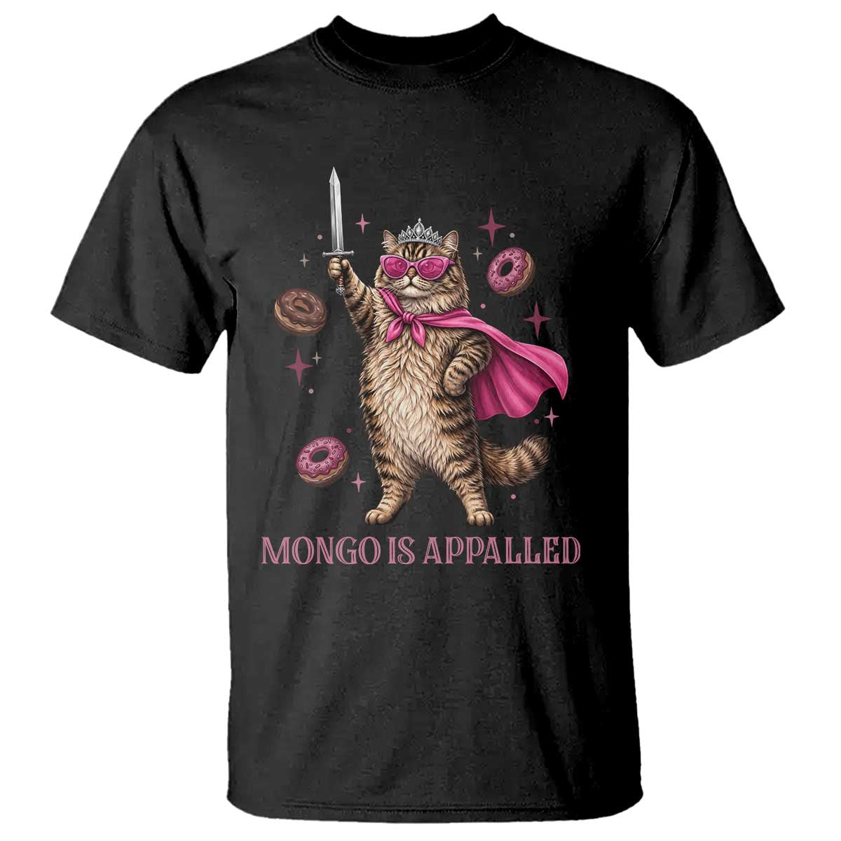 Cute Warrior Princess Cat With Sword T Shirt Fantasy Reader Gift TS12 Black Print Your Wear