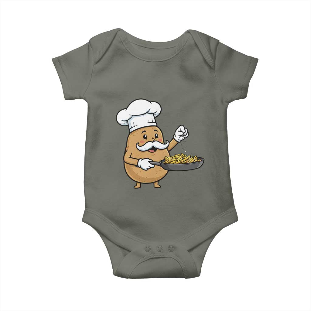 Funny Potato Cooking French Fries Baby Onesie Food Lover Gift TS12 Military Green Print Your Wear