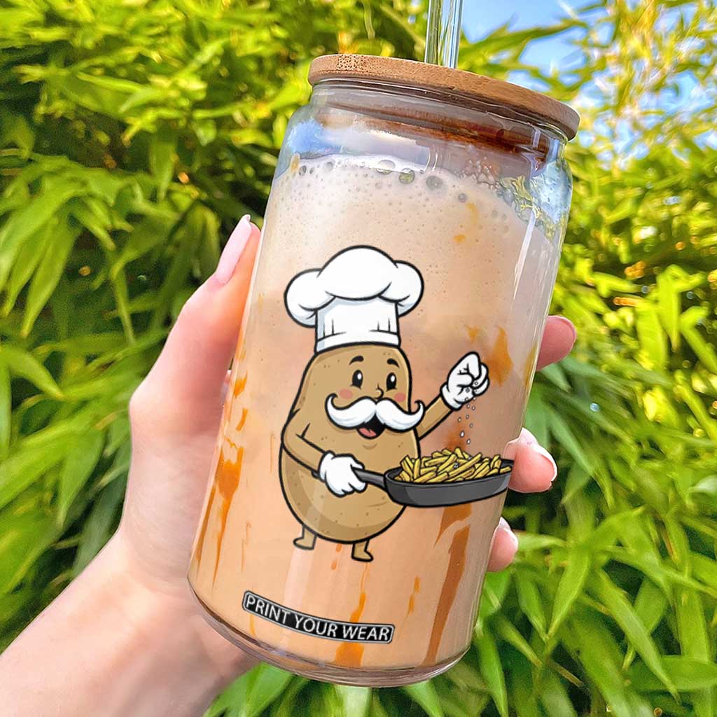 Funny Potato Cooking French Fries Glass Can Food Lover Gift TS12 White Print Your Wear