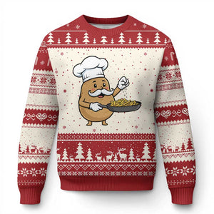 Funny Potato Cooking French Fries Ugly Christmas Sweater Food Lover Gift TS12 Beige Red Print Your Wear