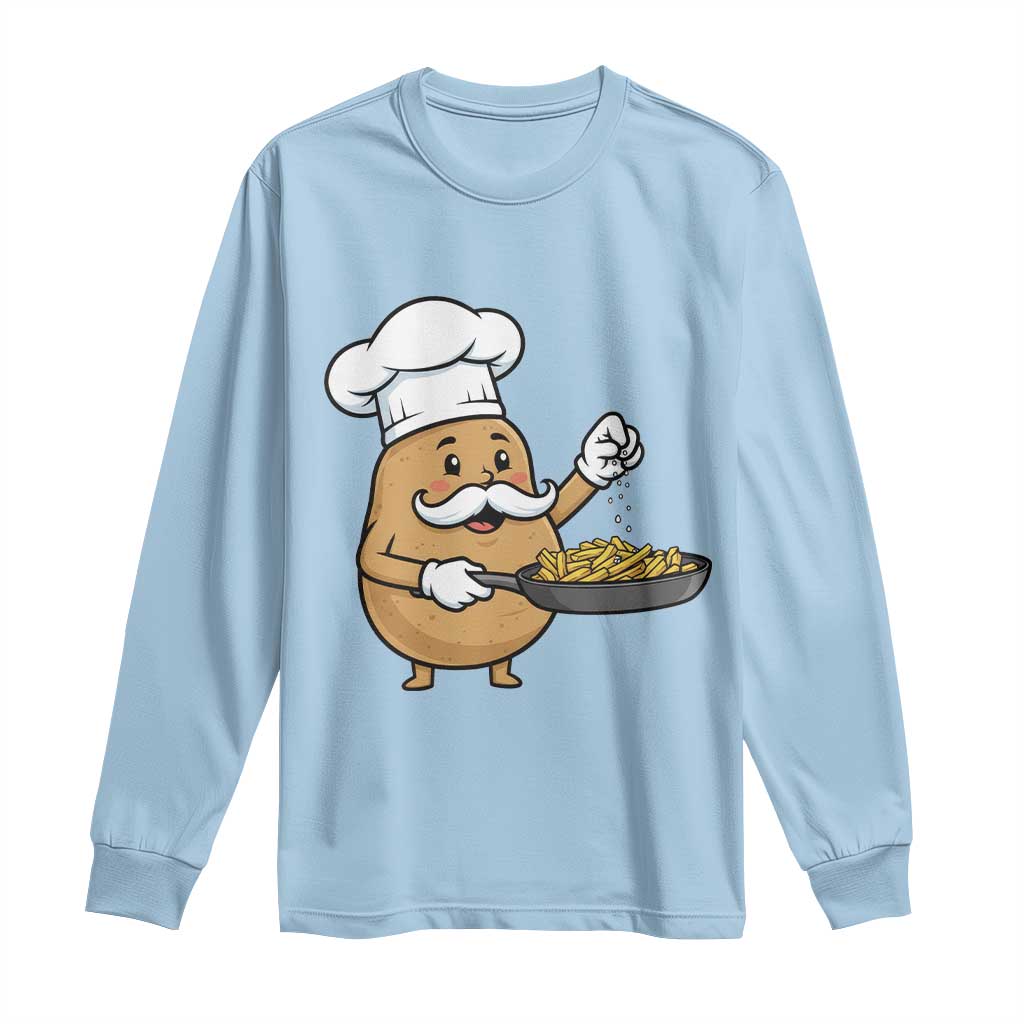 Funny Potato Cooking French Fries Long Sleeve Shirt Food Lover Gift TS12 Light Blue Print Your Wear