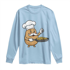 Funny Potato Cooking French Fries Long Sleeve Shirt Food Lover Gift TS12 Light Blue Print Your Wear