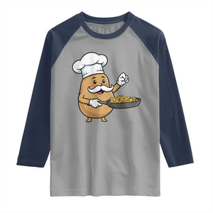 Funny Potato Cooking French Fries Raglan Shirt Food Lover Gift TS12 Sport Gray Navy Print Your Wear