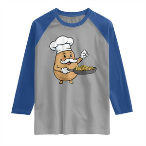 Funny Potato Cooking French Fries Raglan Shirt Food Lover Gift TS12 Sport Gray Royal Print Your Wear