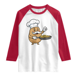 Funny Potato Cooking French Fries Raglan Shirt Food Lover Gift TS12 White Red Print Your Wear