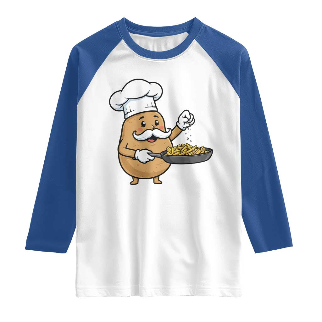 Funny Potato Cooking French Fries Raglan Shirt Food Lover Gift TS12 White Royal Print Your Wear