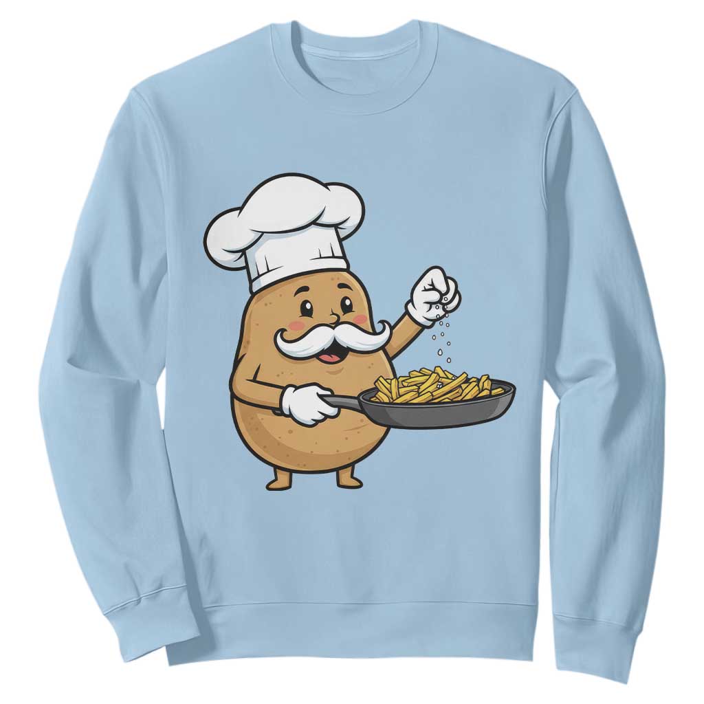 Funny Potato Cooking French Fries Sweatshirt Food Lover Gift TS12 Light Blue Print Your Wear