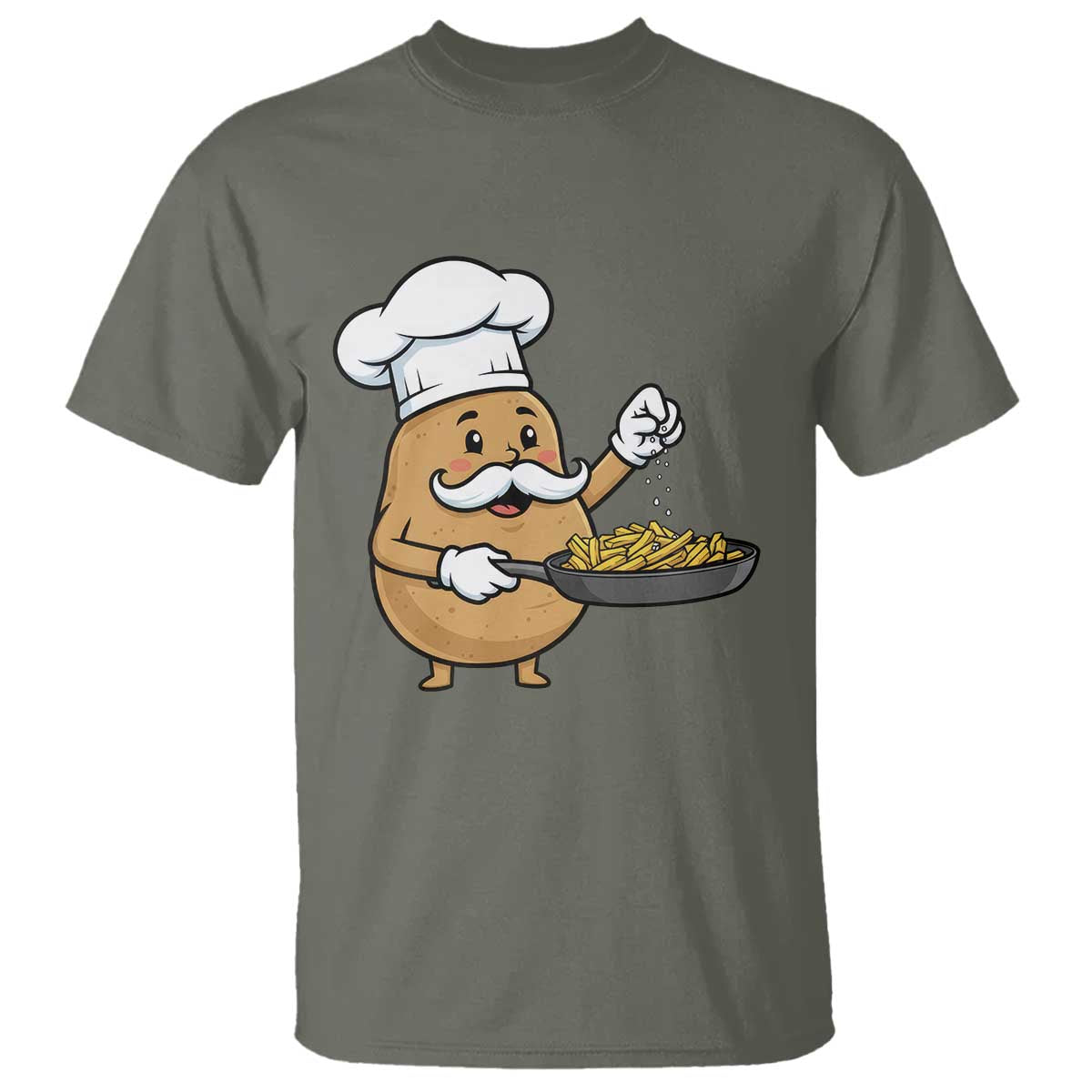 Funny Potato Cooking French Fries T Shirt Food Lover Gift TS12 Military Green Print Your Wear