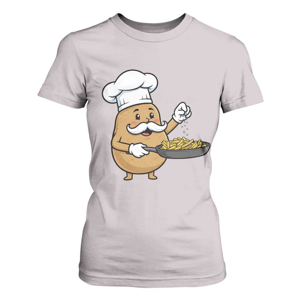 Funny Potato Cooking French Fries T Shirt For Women Food Lover Gift TS12 Ice Gray Print Your Wear