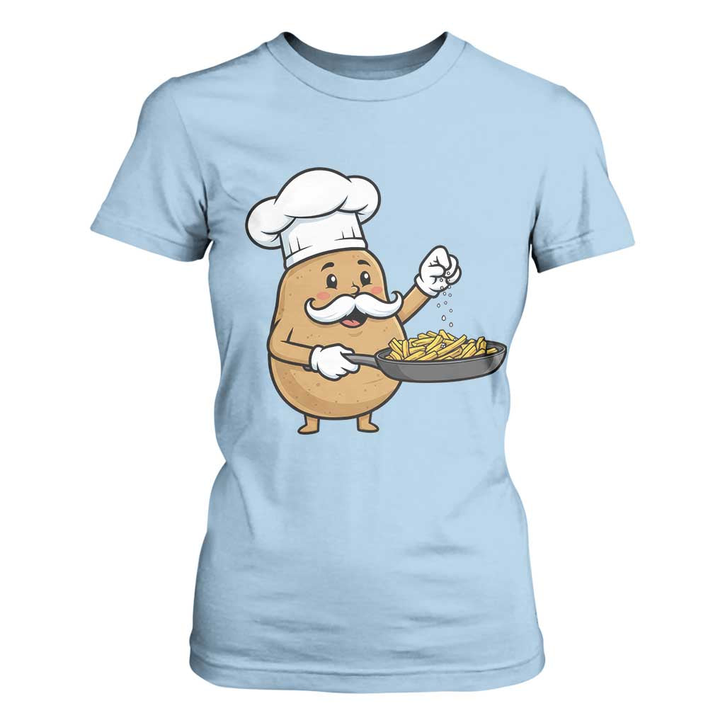 Funny Potato Cooking French Fries T Shirt For Women Food Lover Gift TS12 Light Blue Print Your Wear