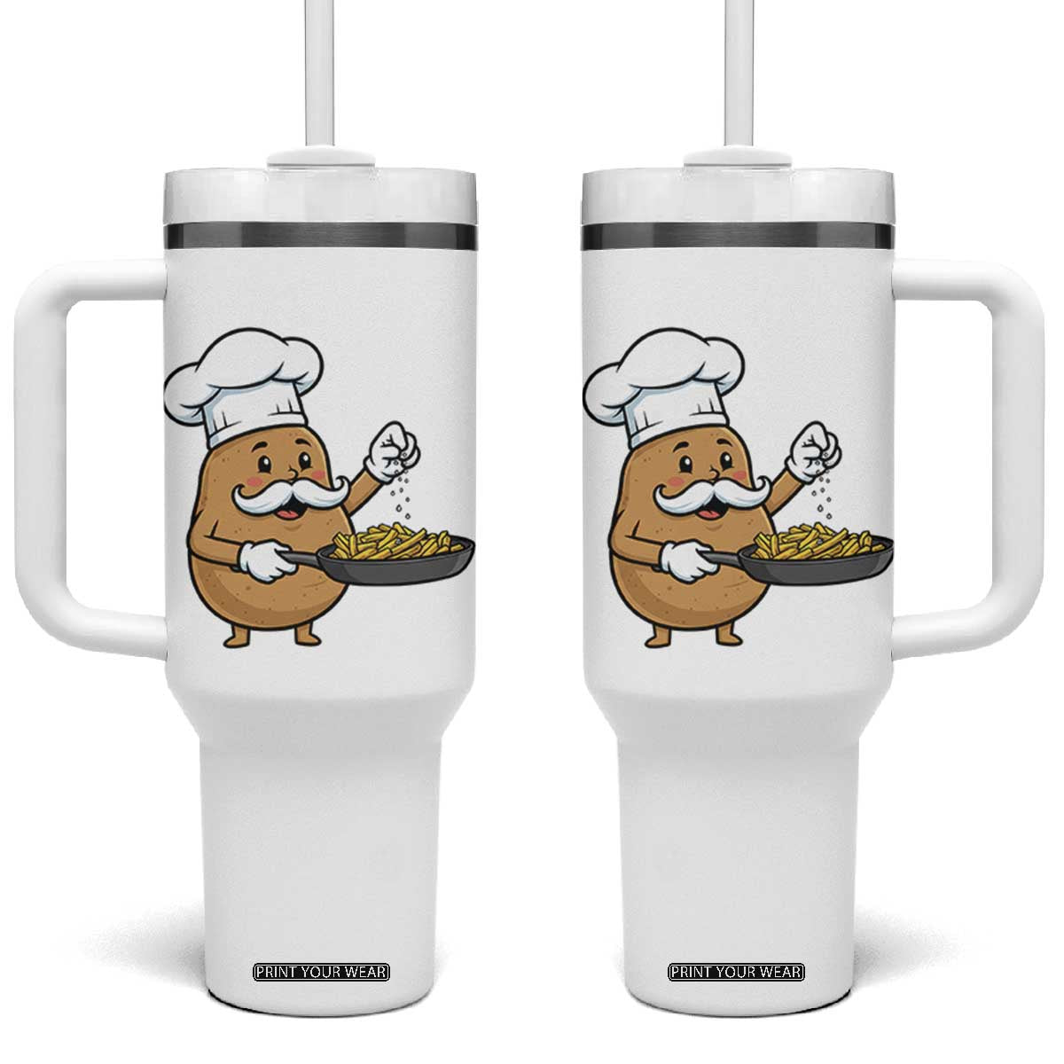 Funny Potato Cooking French Fries Tumbler With Handle Food Lover Gift TS12 One Size: 40 oz White Print Your Wear