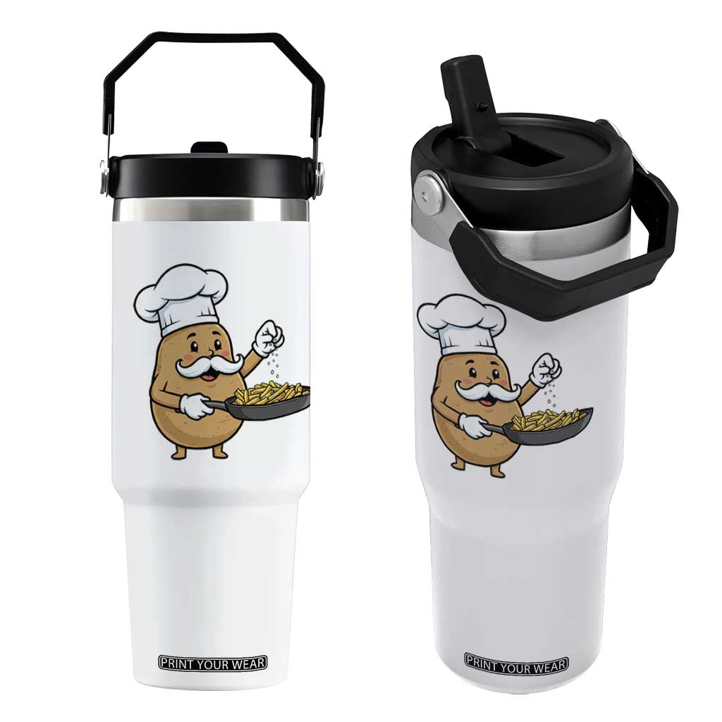 Funny Potato Cooking French Fries Flip Straw Tumbler Food Lover Gift TS12 One Size: 30 oz White Print Your Wear