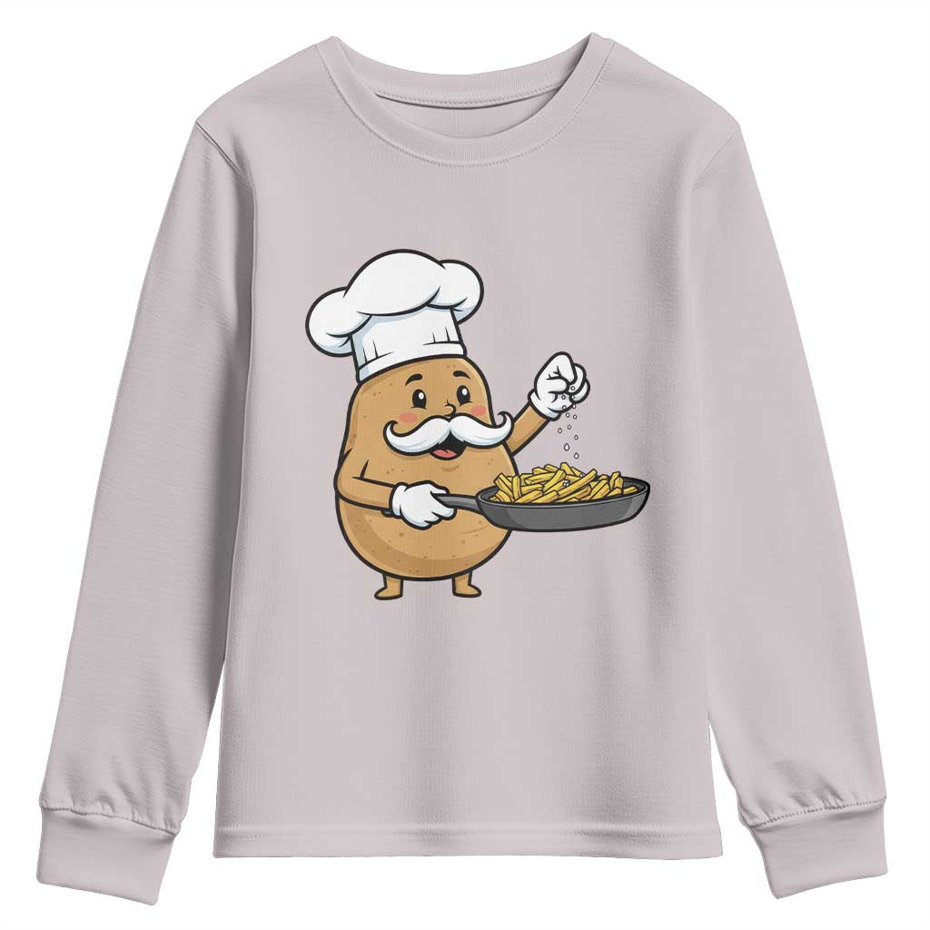 Funny Potato Cooking French Fries Youth Sweatshirt Food Lover Gift TS12 Ice Gray Print Your Wear