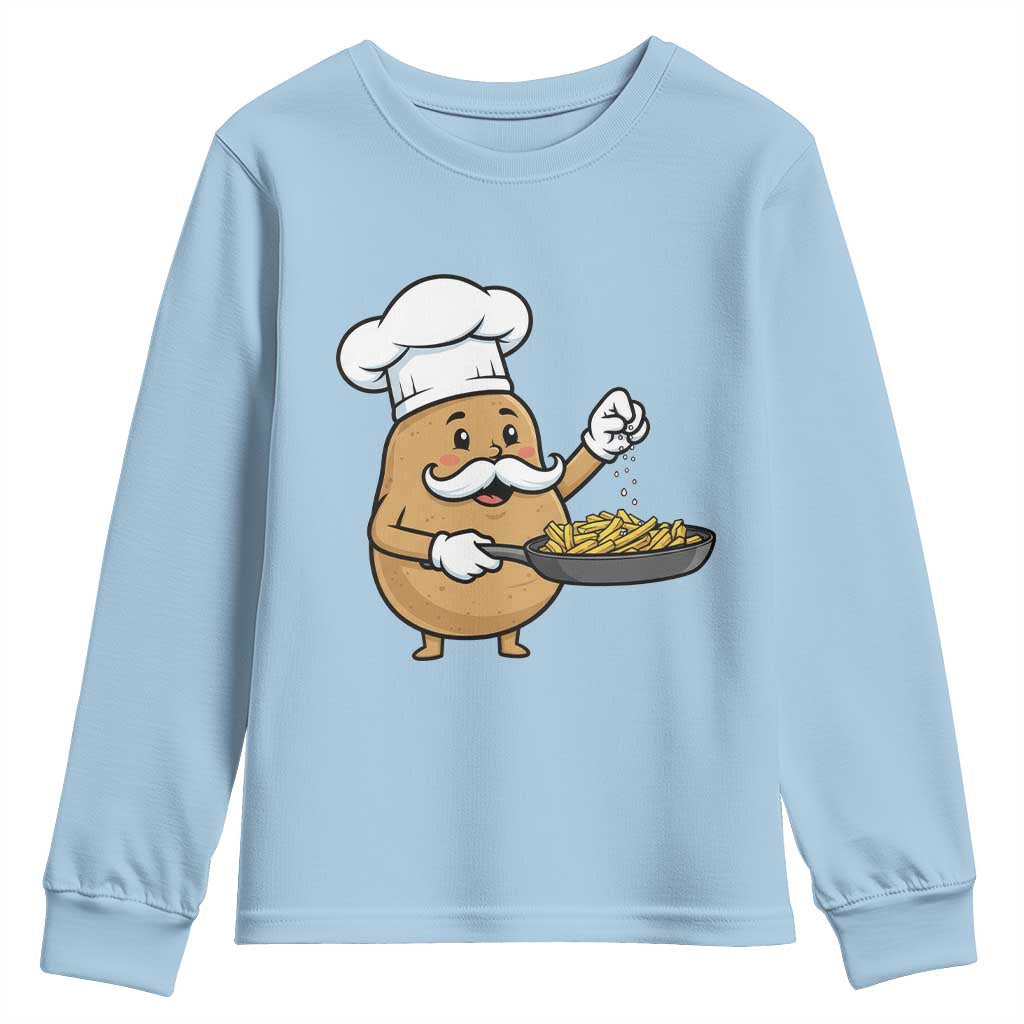 Funny Potato Cooking French Fries Youth Sweatshirt Food Lover Gift TS12 Light Blue Print Your Wear