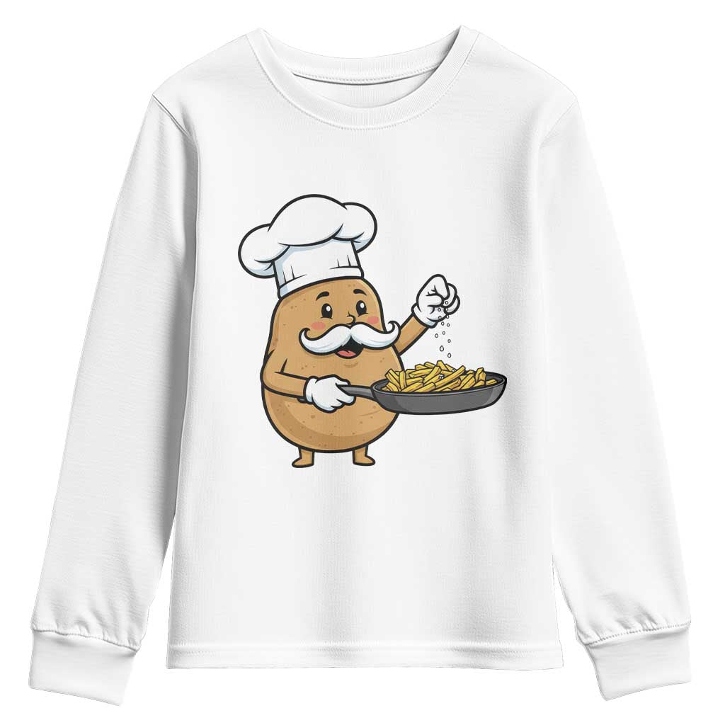 Funny Potato Cooking French Fries Youth Sweatshirt Food Lover Gift TS12 White Print Your Wear