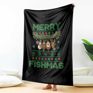 Merry Fishmas Ugly Sweater Throw Blanket Funny Fishing Holiday Gift TS12 Print Your Wear