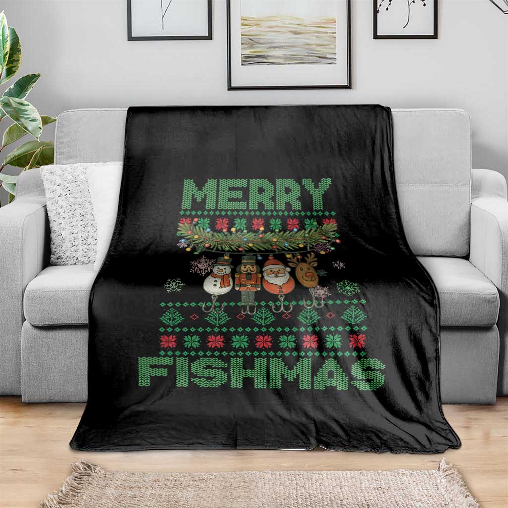 Merry Fishmas Ugly Sweater Throw Blanket Funny Fishing Holiday Gift TS12 Print Your Wear