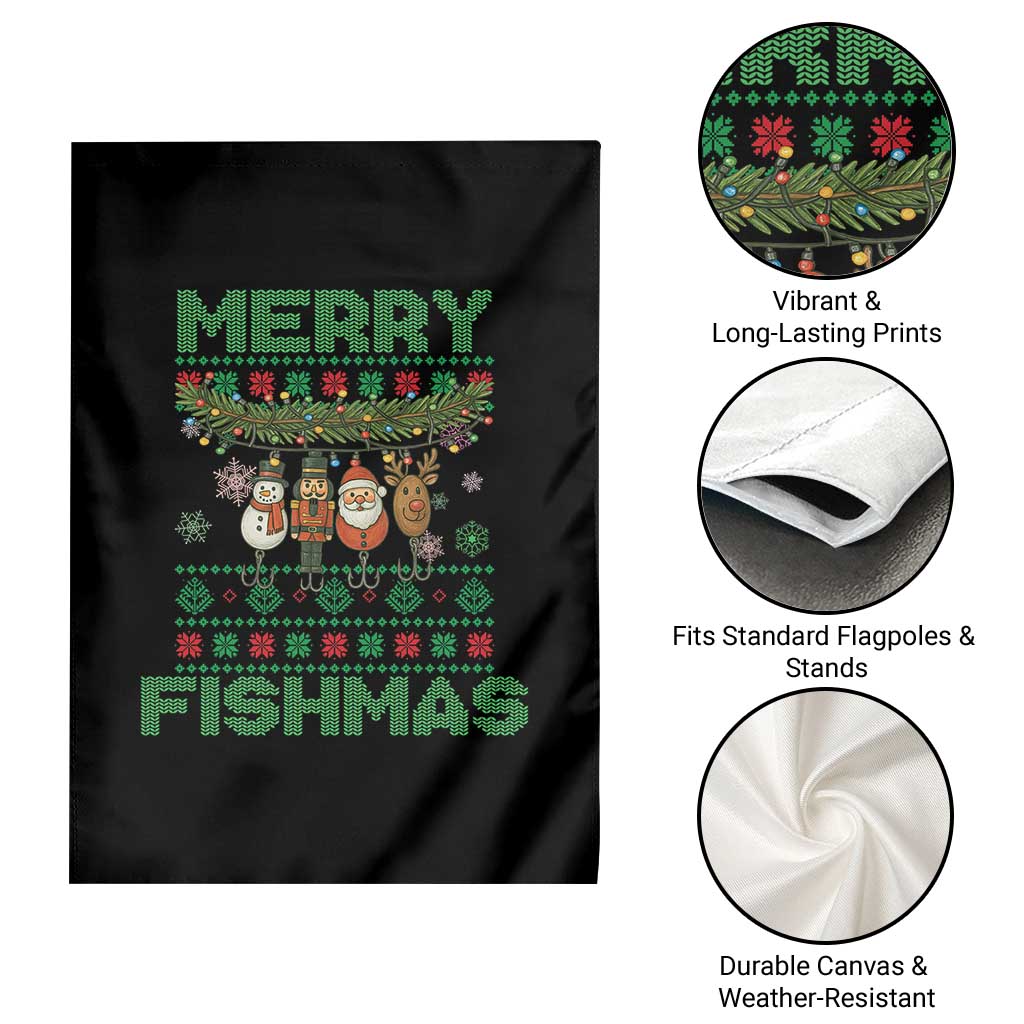 Merry Fishmas Ugly Sweater Garden Flag Funny Fishing Holiday Gift TS12 Print Your Wear