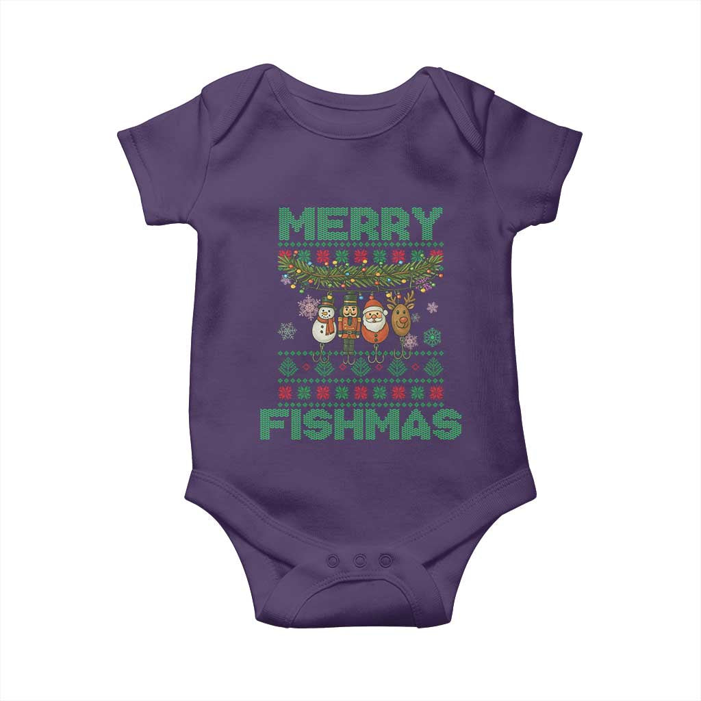 Merry Fishmas Ugly Sweater Baby Onesie Funny Fishing Holiday Gift TS12 Purple Print Your Wear
