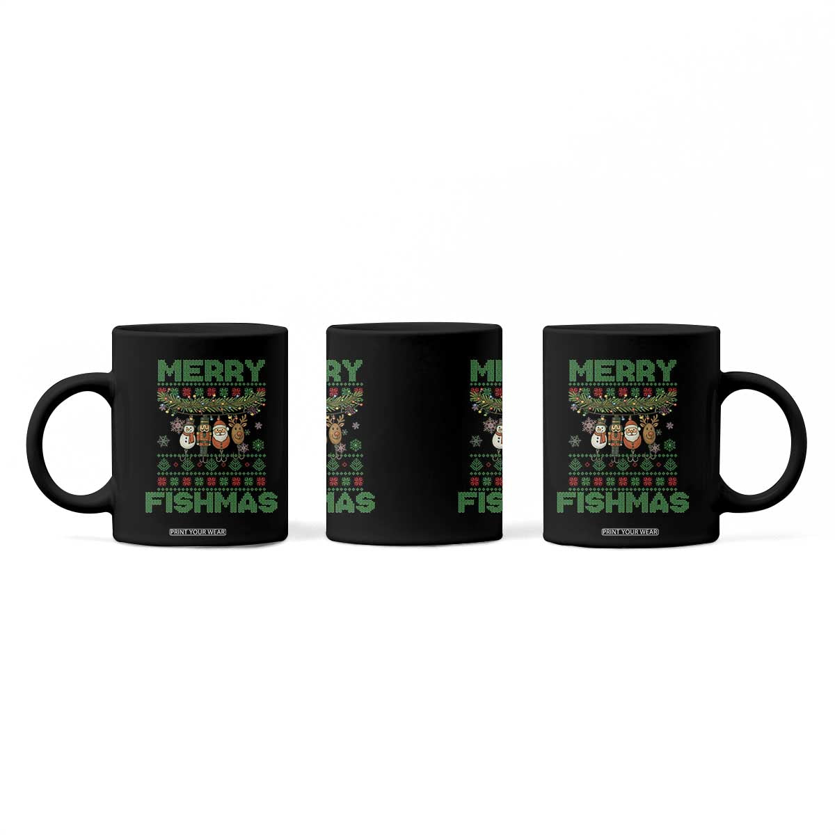 Merry Fishmas Ugly Sweater Coffee Mug Funny Fishing Holiday Gift TS12 Print Your Wear