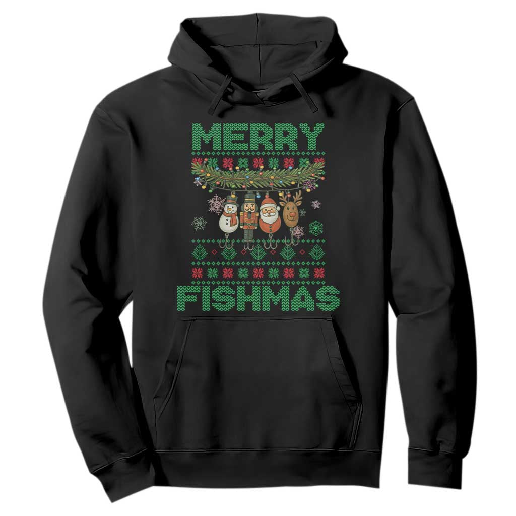 Merry Fishmas Ugly Sweater Hoodie Funny Fishing Holiday Gift TS12 Black Print Your Wear