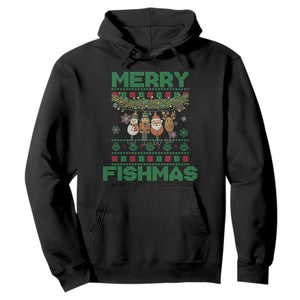 Merry Fishmas Ugly Sweater Hoodie Funny Fishing Holiday Gift TS12 Black Print Your Wear