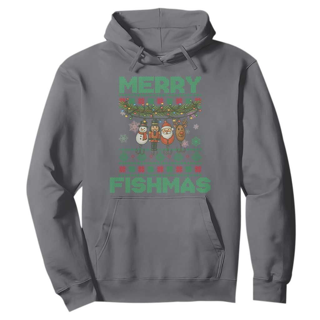 Merry Fishmas Ugly Sweater Hoodie Funny Fishing Holiday Gift TS12 Charcoal Print Your Wear