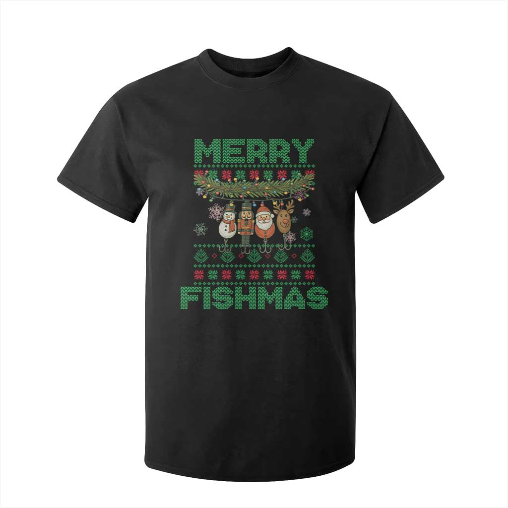 Merry Fishmas Ugly Sweater T Shirt For Kid Funny Fishing Holiday Gift TS12 Black Print Your Wear