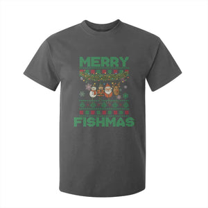 Merry Fishmas Ugly Sweater T Shirt For Kid Funny Fishing Holiday Gift TS12 Dark Heather Print Your Wear