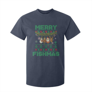 Merry Fishmas Ugly Sweater T Shirt For Kid Funny Fishing Holiday Gift TS12 Navy Print Your Wear