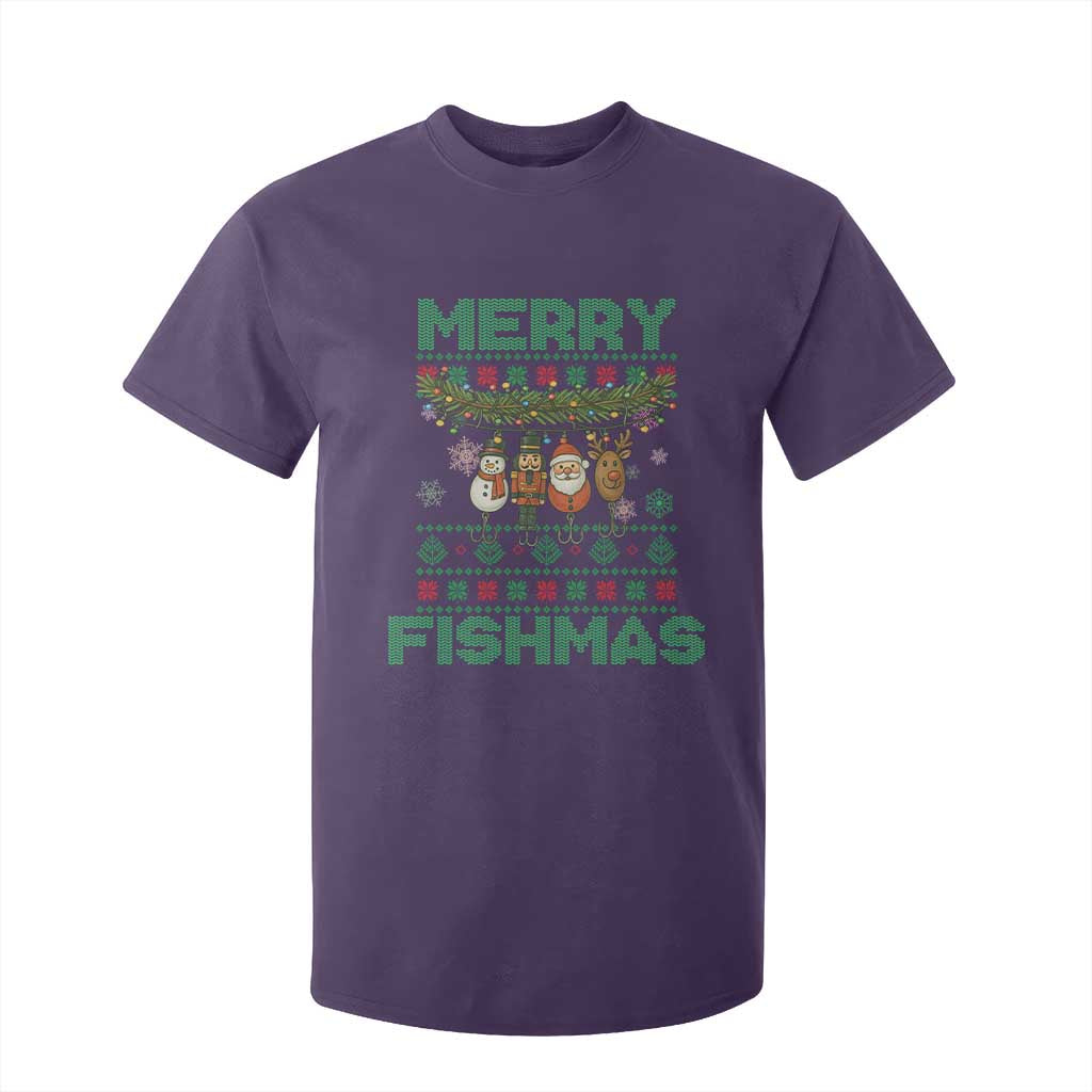 Merry Fishmas Ugly Sweater T Shirt For Kid Funny Fishing Holiday Gift TS12 Purple Print Your Wear