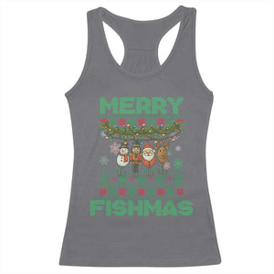 Merry Fishmas Ugly Sweater Racerback Tank Top Funny Fishing Holiday Gift TS12 Charcoal Print Your Wear