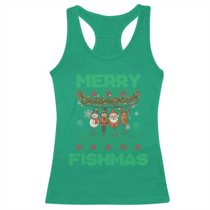 Merry Fishmas Ugly Sweater Racerback Tank Top Funny Fishing Holiday Gift TS12 Irish Green Print Your Wear