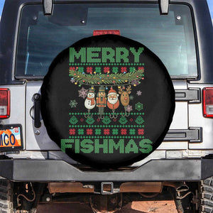 Merry Fishmas Ugly Sweater Spare Tire Cover Funny Fishing Holiday Gift TS12 No hole Black Print Your Wear