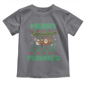 Merry Fishmas Ugly Sweater Toddler T Shirt Funny Fishing Holiday Gift TS12 Charcoal Print Your Wear