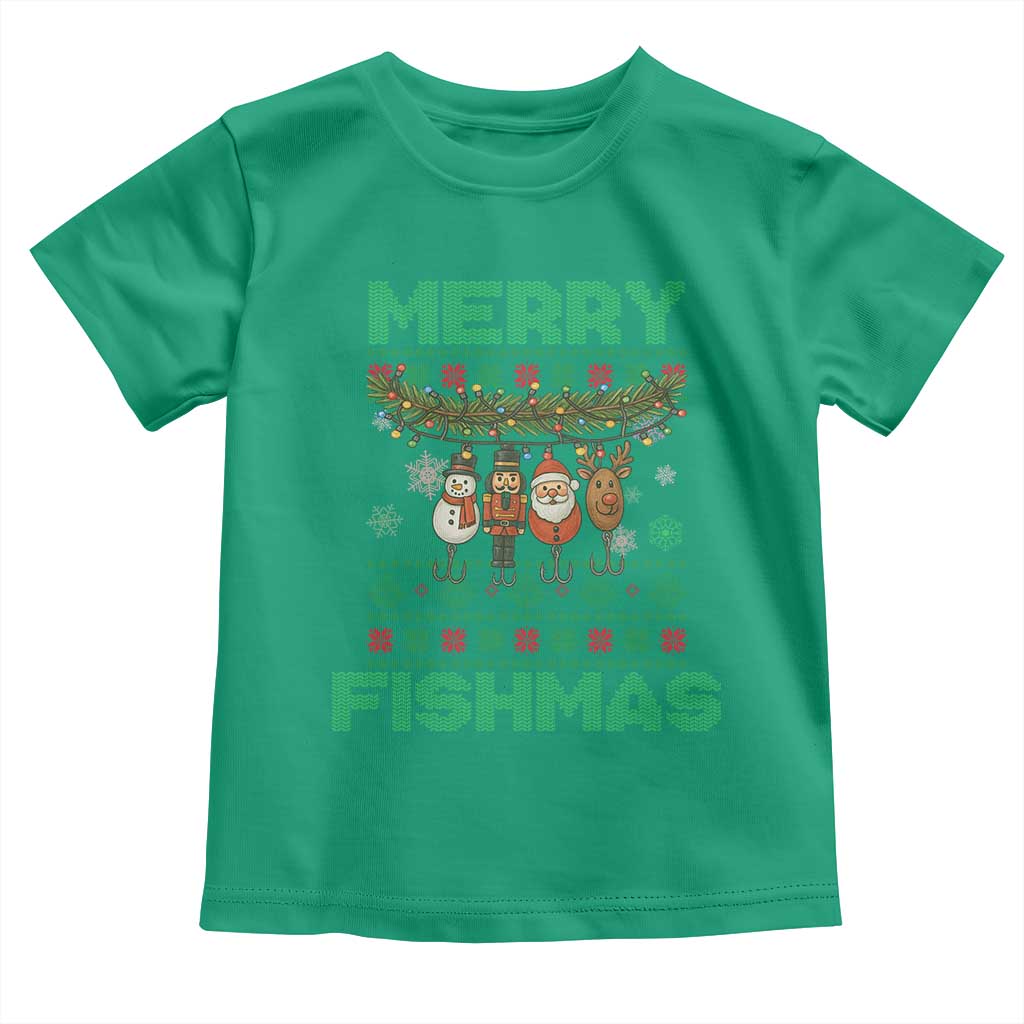 Merry Fishmas Ugly Sweater Toddler T Shirt Funny Fishing Holiday Gift TS12 Irish Green Print Your Wear