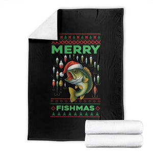 Funny Merry Fishmas Ugly Sweater Throw Blanket Fisherman Christmas Gift TS12 Black Print Your Wear