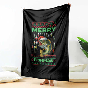 Funny Merry Fishmas Ugly Sweater Throw Blanket Fisherman Christmas Gift TS12 Print Your Wear