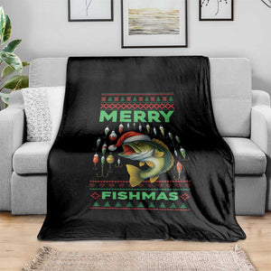 Funny Merry Fishmas Ugly Sweater Throw Blanket Fisherman Christmas Gift TS12 Print Your Wear