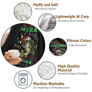 Funny Merry Fishmas Ugly Sweater Throw Blanket Fisherman Christmas Gift TS12 Print Your Wear