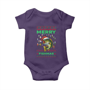 Funny Merry Fishmas Ugly Sweater Baby Onesie Fisherman Christmas Gift TS12 Purple Print Your Wear